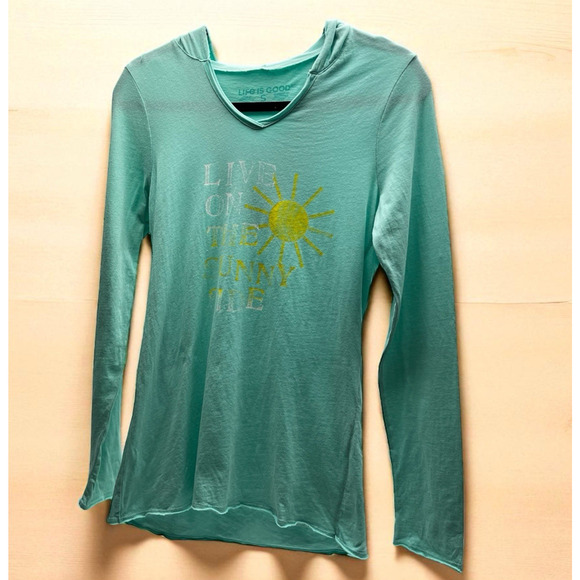 Life is Good Graphic Lightweight Hoodie Long Sleeve Top Size Small Sunny Side - Picture 1 of 6